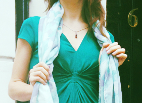 green dress and necklace